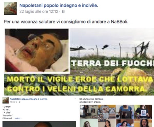 Pagina facebook offende Napoli e la terra dei fuochi: Denuncia e risarcimento record