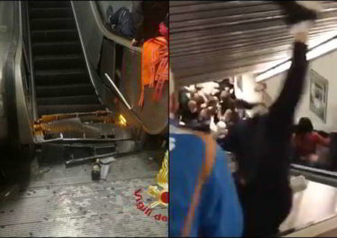 Video Schock. tifosi del Cska fanno crollare una scala mobile nella metro di Roma