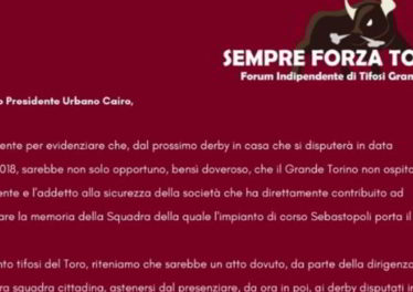 Lettera dei tifosi del Torino a Cairo: "Agnelli e D'angelo fuori dallo stadio"