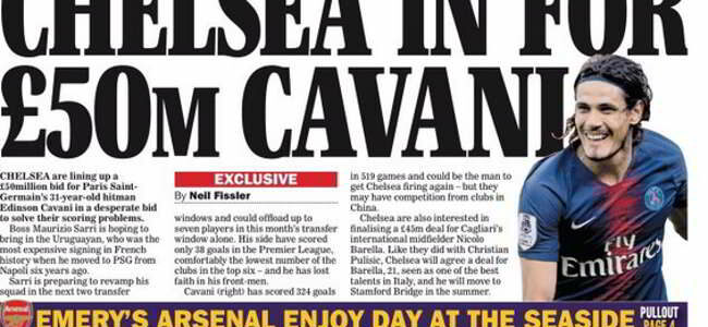 Il Chelsea su Cavani. Offerta da 50 milioni al PSG