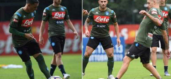 Dimaro, primo allenamento del Napoli. Ovazione dei Tifosi e pioggia