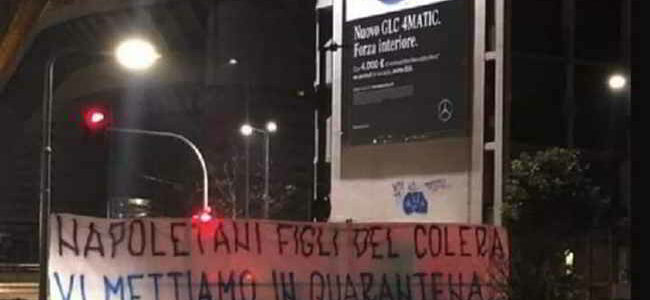 striscione razzista milano