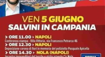 Salvini a Napoli: mistero sulla grafica, tra Vesuvio ed Etna