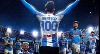 Mertens 100 gol in serie A. L’attaccante del Napoli festeggia e lancia un messaggio a Lukaku