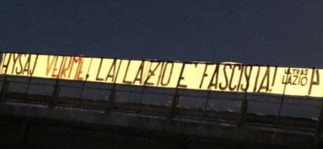 Striscione ultrà Lazio Hysaj