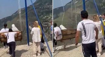 VIDEO – Altalena a strapiombo sul canyon: salve per un soffio