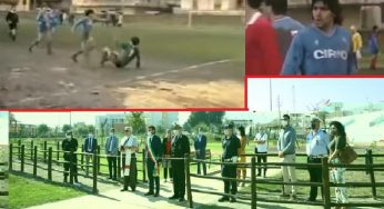 Acerra, una statua a Maradona per la partita giocata nel fango