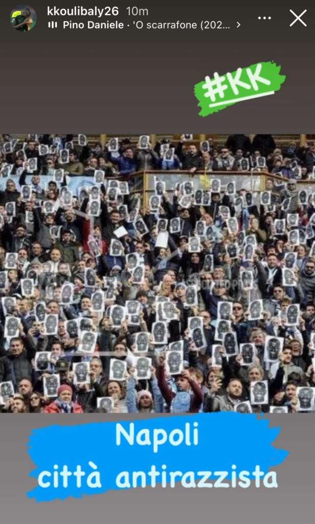 Koulibaly, messaggio d’amore: “Napoli città antirazzista” con Pino Daniele in sottofondo – FOTO