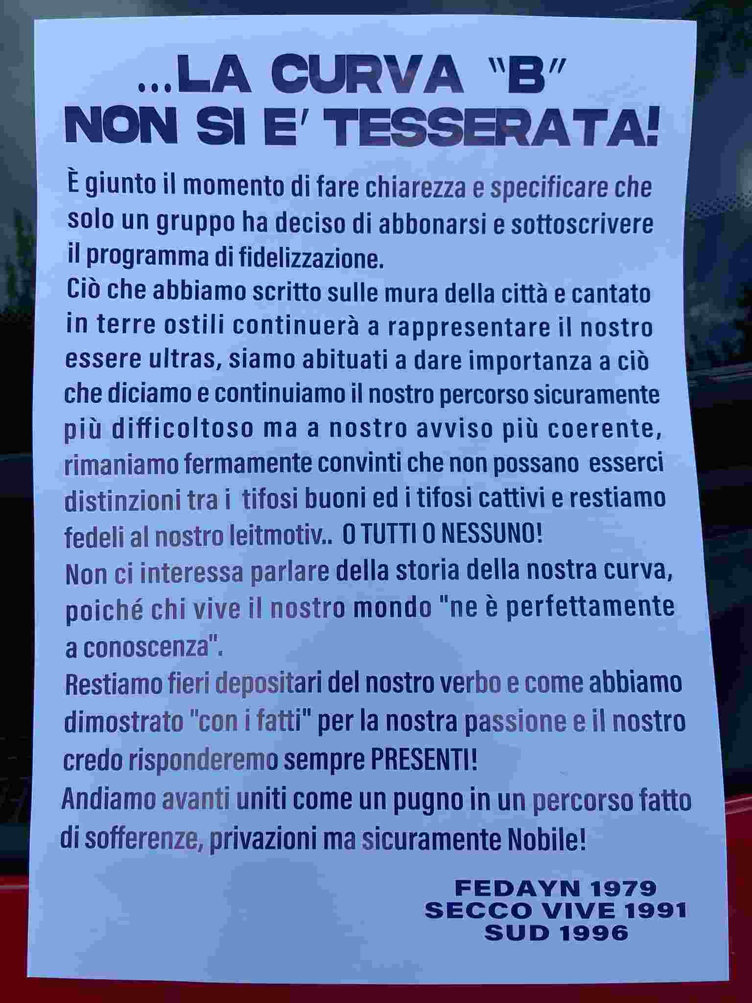 La Curva B Del Napoli Non Fa L'abbonamento: Il Comunicato Ufficiale