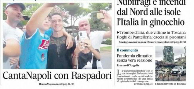 Prime pagine: Il Mattino: “Canta Napoli con Raspadori”