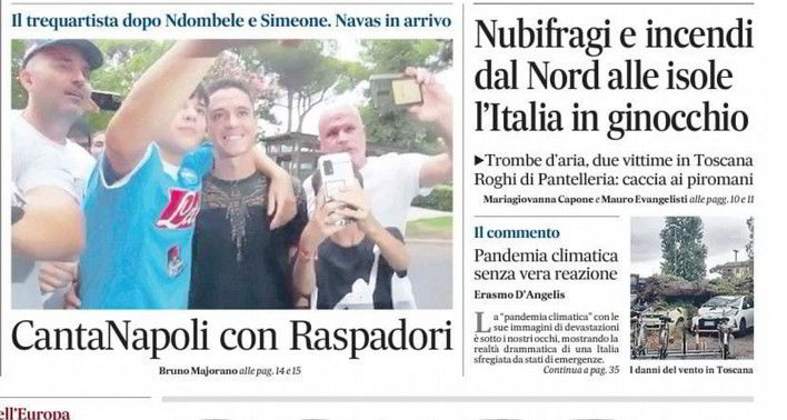Prime pagine: Il Mattino: “Canta Napoli con Raspadori”