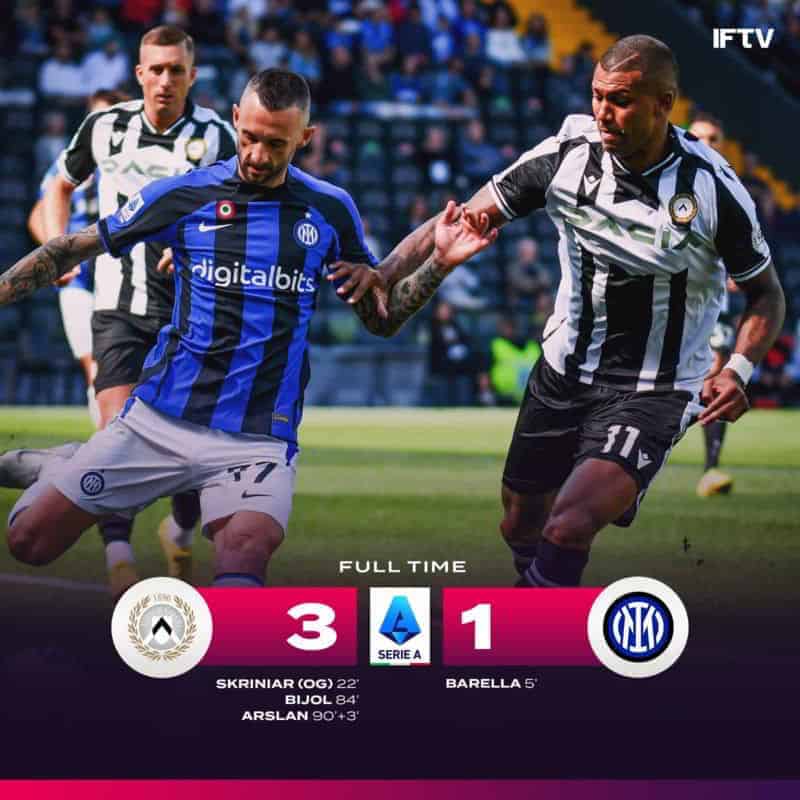 Udinese-Inter 3-1 Highlights e gol - VIDEO