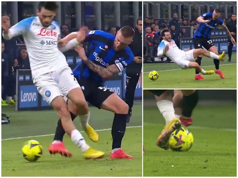 Kvaratskhelia picchiato dall'Inter con la complicità dell'arbitro Sozza: il video che fa scandalo