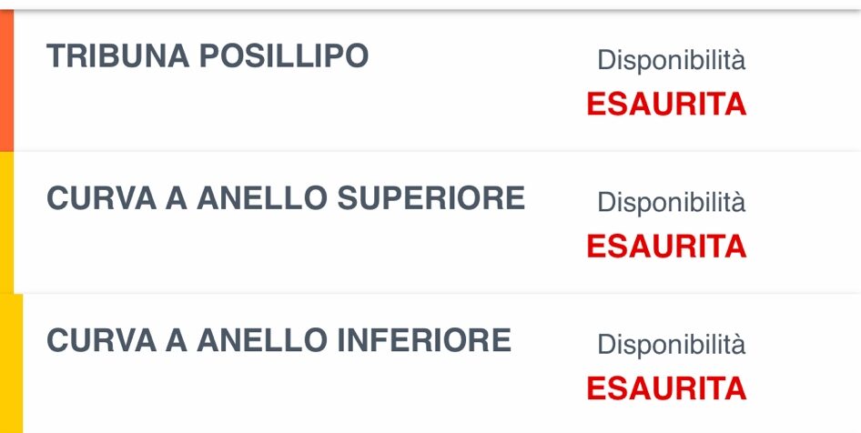 Napoli Milan Sold Out, su TicketOne c’è una sola scritta: Settori Esauriti