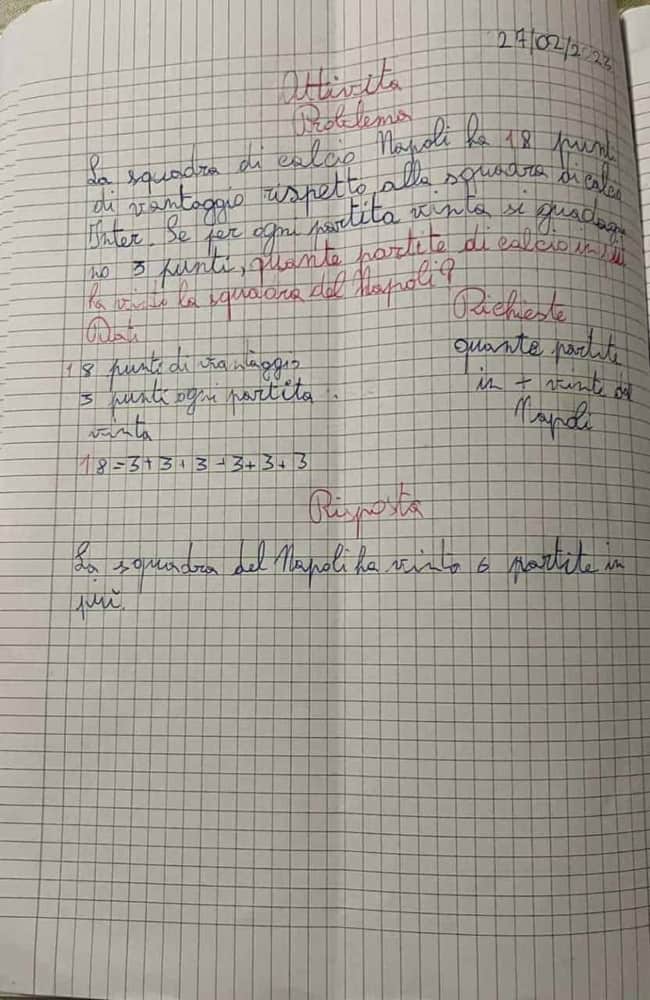 Il Napoli di Spalletti diventa un problema di matematica a scuola 