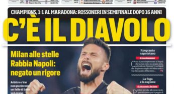 Corriere, rimpianto napoletano in prima pagina: “Milan alle stelle, rabbia Napoli: negato un rigore”