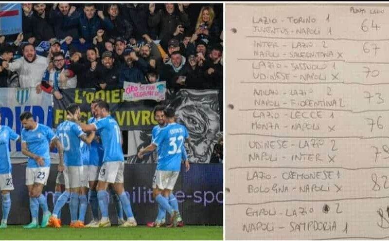Scudetto alla Lazio: la tabella di un tifoso diventa virale