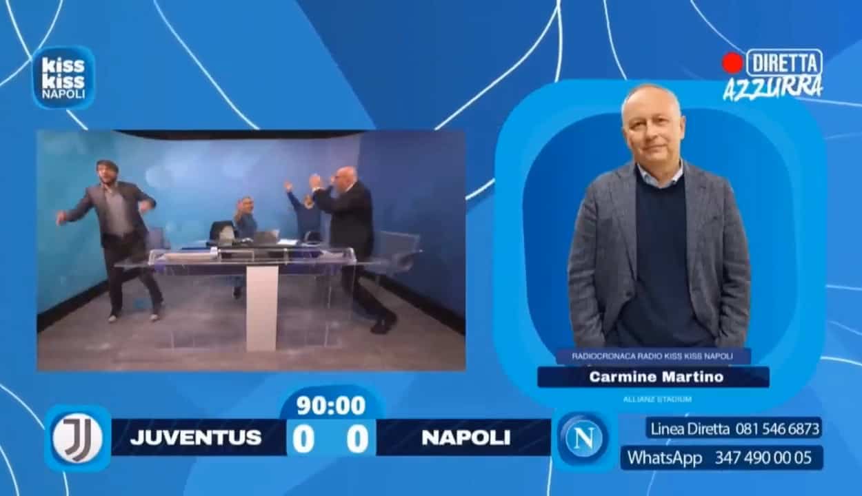 Juve-Napoli, Alvino impazzisce al gol di Raspadori