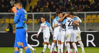Lecce-Napoli 1-2 azzurri tornano alla vittoria. Ora la champions