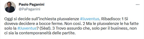 Paolo Paganini: "Plusvalenze Juventus, ma le altre squadre sono esenti?"