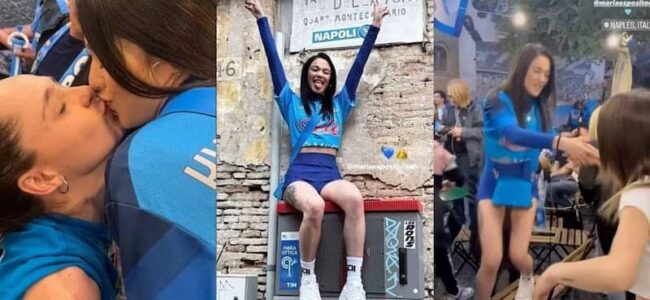 Rosa Ricci di Mare Fuori alla festa per lo scudetto del Napoli: baci e balli tra i tifosi azzurri