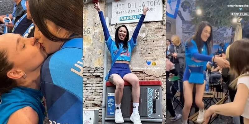 Rosa Ricci di Mare Fuori alla festa per lo scudetto del Napoli: baci e balli tra i tifosi azzurri
