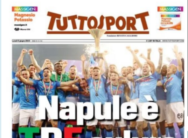 Scudetto Napoli, la prima pagina di Tuttosport è clamorosa - FOTO
