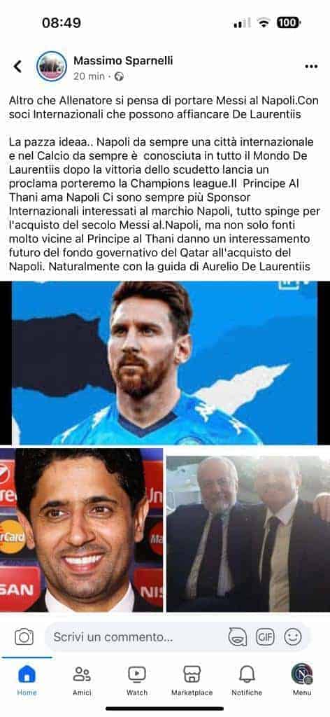 Sparnelli: Il Napoli vuole Messi, notizia bomba dal Qatar