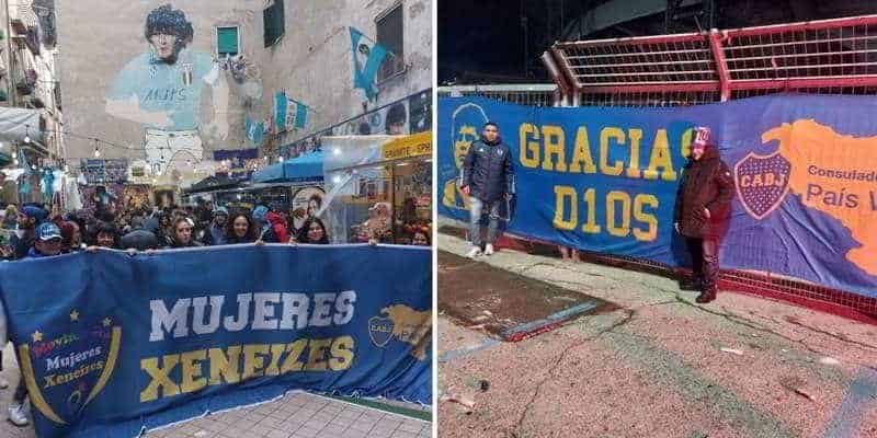 VIDEO - Show dei tifosi del Boca Juniors, a Napoli per l'anniversario di Maradona