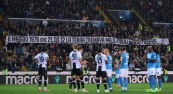 Udinese-Napoli, il ricordo per le vittime del Terremoto del Friuli nel 1976