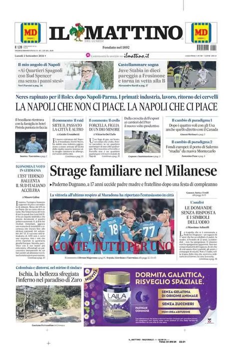 Conte, tutti per uno. Il Mattino: "La vittoria all'ultimo respiro ha riportato entusiasmo in città"