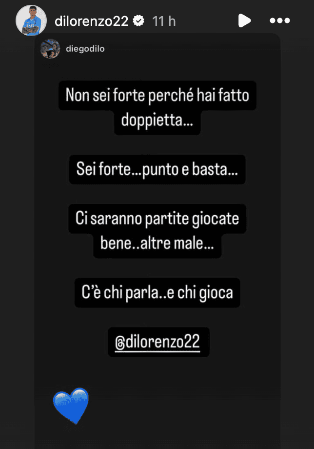 Di Lorenzo risponde alle critiche: "C'è chi parla e chi gioca" 